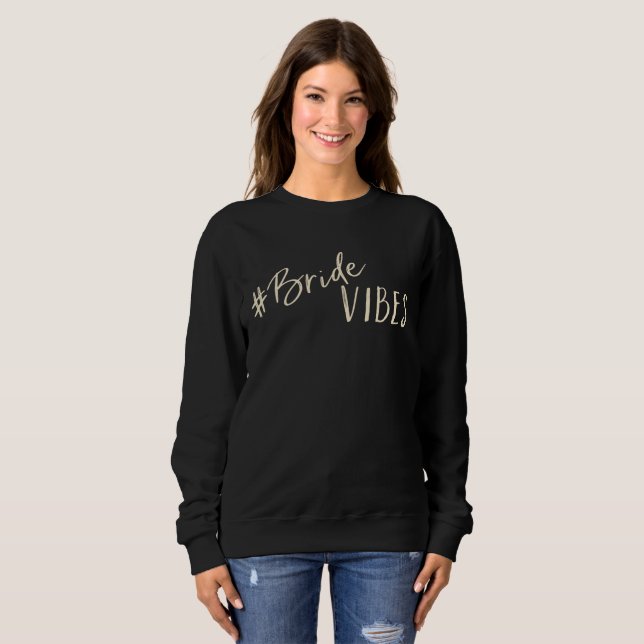 Bride Vibes Ivory Logo Dark Sweatshirt (Front Full)