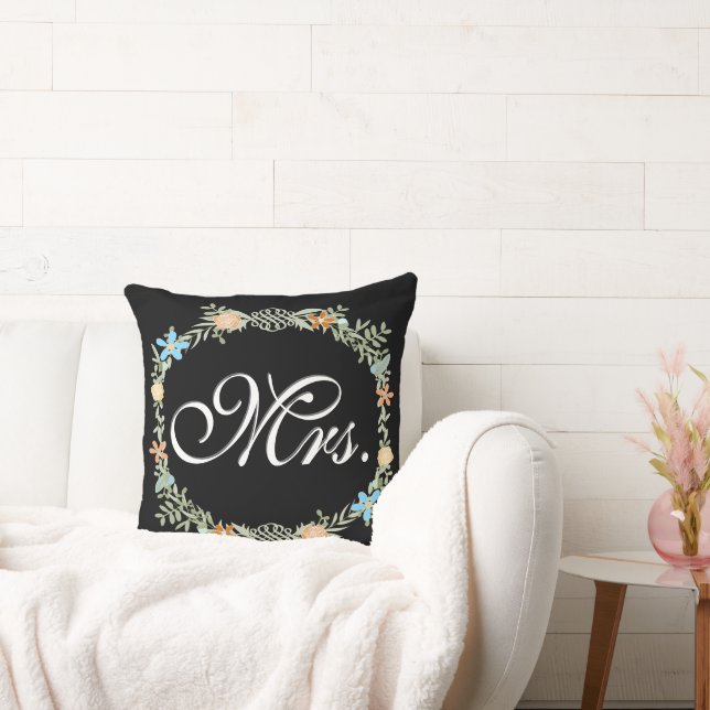 Bride Vintage Floral Garland Throw Pillow (Couch)