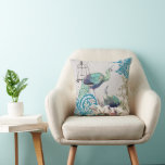 Bride Vintage Teal Damask Peacock Birdcage Vines Cushion<br><div class="desc">You Can Personalise this Beautiful Grey Teal Blue Green Vintage Peacock Birdcage Pillow to say anything you like or use the existing Mrs. for the Bride (Wedding Reception or Newlywed Gift) Wife (2nd Anniversary Gift) or buy two; one Mrs. and one Mr. for the Newlyweds. . The 2nd Wedding Anniversary...</div>