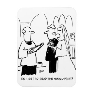 Bride Wants to Check Small Print Cartoon Magnet