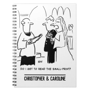 Bride Wants to Check Small Print Cartoon Notebook