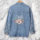 Bride Watercolor Boho Rustic Floral Denim Jacket<br><div class="desc">Bride Watercolor Boho Rustic Floral Denim Jacket. A trendy pink boho floral design with modern chic Bride script.</div>