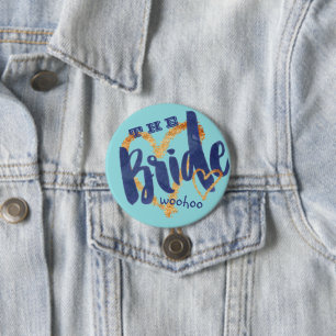 Bride Watercolor Brush on Island Paradise 7.5 Cm Round Badge