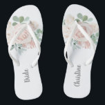 Bride Wedding Blush Pink Floral Eucalyptus Jandals<br><div class="desc">These personalised pink floral eucalyptus bride flip-flops will make the perfect gift for the bride.  Visit my wedding collection to view all coordinating items.</div>
