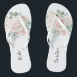 Bride Wedding Blush Pink Floral Eucalyptus Jandals<br><div class="desc">These personalised pink floral eucalyptus bride flip-flops will make the perfect gift for the bride.  Visit my wedding collection to view all coordinating items.</div>
