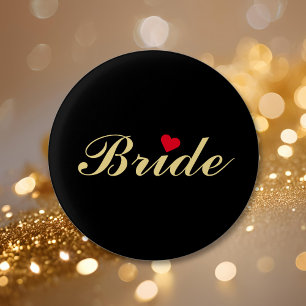 Bride Wedding Bridal Bachelorette Party Black Gold 3 Cm Round Badge