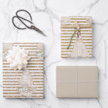 Bride Wedding Cake Gold Glitter Stripes Wrapping Paper Sheet<br><div class="desc">Beautiful paper for wedding gift giving.  A white and gold bridal pattern with glitter gold stripes</div>