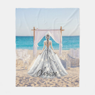 Bride Wedding Day Beach Wedding Fancy Gown Bridal Fleece Blanket