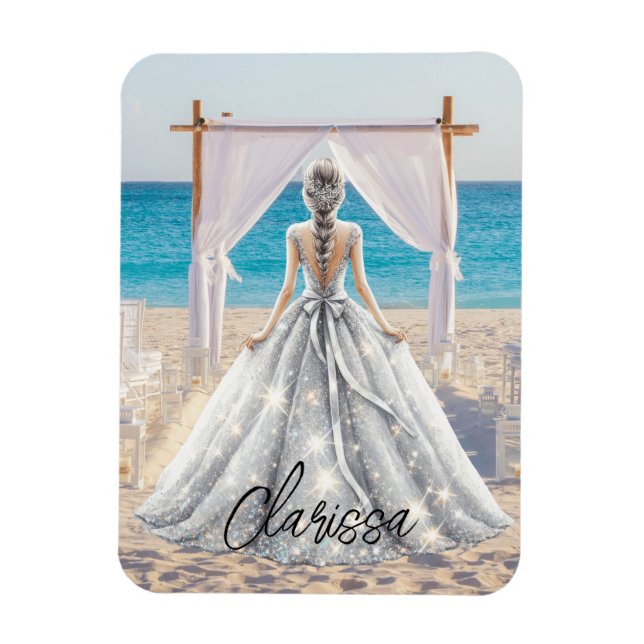 Bride Wedding Day Beach Wedding Fancy Gown Bridal Magnet (Vertical)