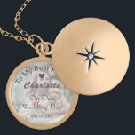 Bride Wedding Day Keepsake Gift Personalised Photo Gold Plated Necklace<br><div class="desc">A lovely keepsake gift for your future wife to be on your wedding day and easy to customise at no extra cost.</div>