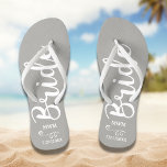Bride Wedding Favour Custom Name Monogram Grey<br><div class="desc">Surprise the Bride with these fun flip flops - personalise with her name or monogram and wedding date. The background colour can easily be changed to match the wedding colours. Makes a perfect pre-wedding or wedding favour/gift - something she can wear during the wedding or on the dance floor. Modern...</div>