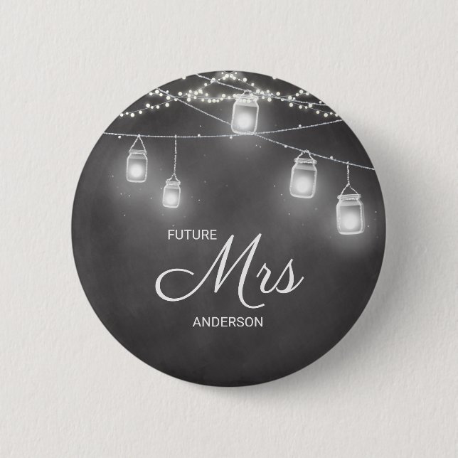 Bride Wedding Future Mrs Black White  6 Cm Round Badge (Front)