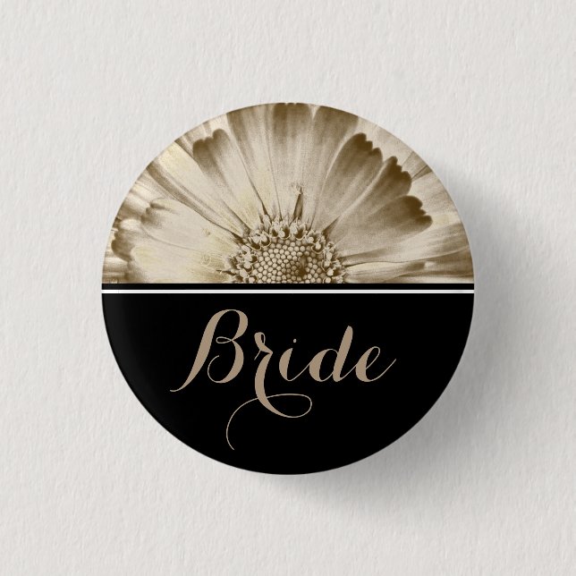 Bride Wedding Gold Daisy 3 Cm Round Badge (Front)