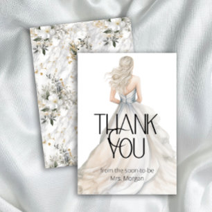 Bride Wedding Gown Bridal Shower Thank You Card