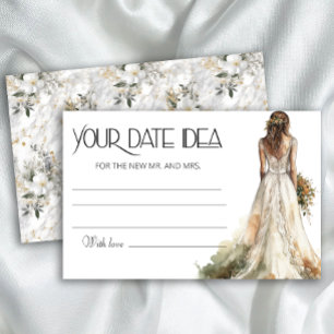 Bride Wedding Gown Date night ideas. Date jar Stationery