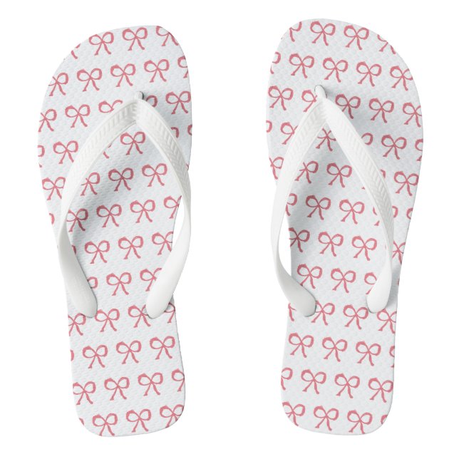 Bride Wedding Honeymoon Pink Bow Flip Flops (Footbed)