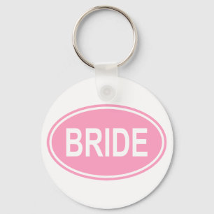 Bride Wedding Oval Pink Key Ring