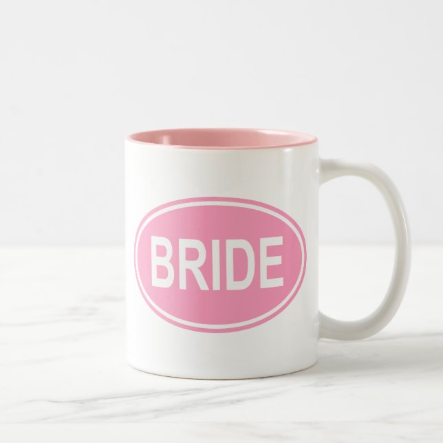 Bride Wedding Oval Pink Two-Tone Coffee Mug (Right)