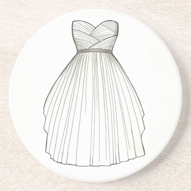 BRIDE White Bridal Gown Wedding Princess Dress Coaster (Front)