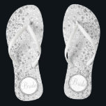 Bride - White Glitter and Diamonds  Jandals<br><div class="desc">Beautiful and very elegant looking Flip Flop Shoes with faux diamonds on a faux white glitter background ready for you to personalise with your text. ⭐This Product is 100% Customisable. *****Click on CUSTOMIZE BUTTON to add, delete, move, resize, changed around, rotate, etc... any of the graphics or text or use...</div>