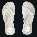 Bride - White Glitter and Gold Diamond  Jandals<br><div class="desc">Beautiful and very elegant looking Flip Flop Shoes with faux gold diamonds on a faux white glitter background ready for you to personalise with your text. ⭐This Product is 100% Customisable. *****Click on CUSTOMIZE BUTTON to add, delete, move, resize, changed around, rotate, etc... any of the graphics or text or...</div>