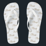 Bride white gold calligraphy pattern elegant chic jandals<br><div class="desc">Bride white and gold script calligraphy pattern elegant chic Flip Flops.
Great gift for brides,  or brides to be.</div>