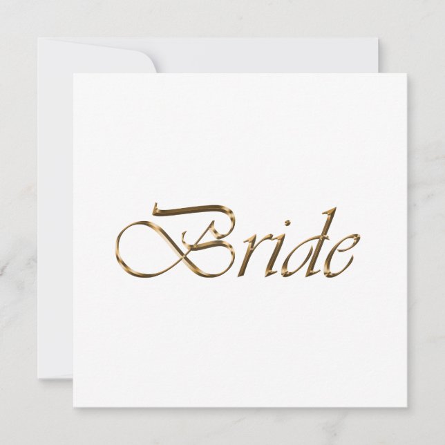 Bride white gold script calligraphy elegant chic card (Front)