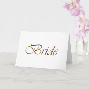 Bride white gold script calligraphy elegant chic  card