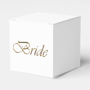 Bride white gold script calligraphy elegant chic favour box