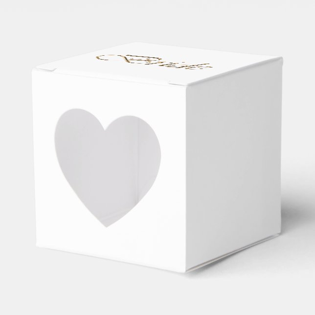 Bride white gold script calligraphy elegant cute favour box (Front Side)