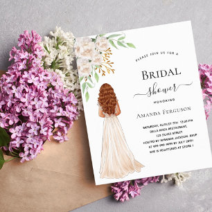 Bride white green budget bridal shower invitation