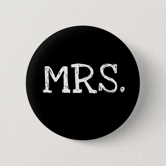 Bride White Text Mrs. 6 Cm Round Badge (Front)