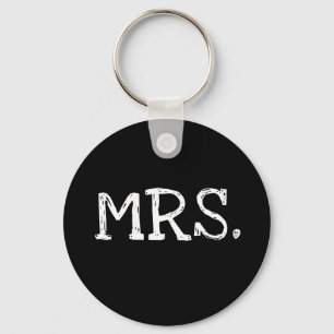 Bride White Text Mrs. Key Ring