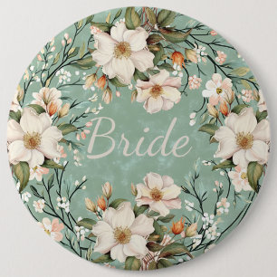 Bride white wildflowers flowers 6 cm round badge