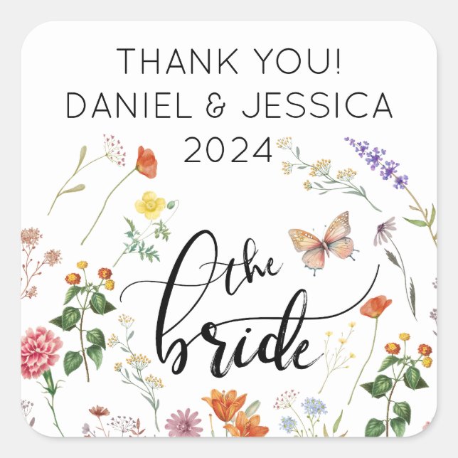 Bride Wild Flower Vintage Wedding Sticker (Front)