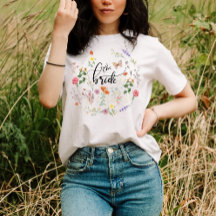 Bride Wild Flowers Vintage Butterfly T-Shirt