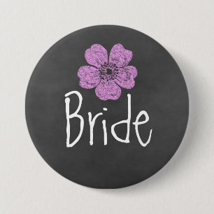 Bride Wild Pink Roses Chalkboard 7.5 Cm Round Badge