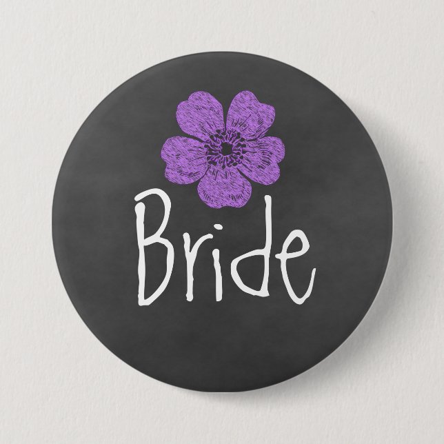 Bride Wild Purple Roses Chalkboard 7.5 Cm Round Badge (Front)