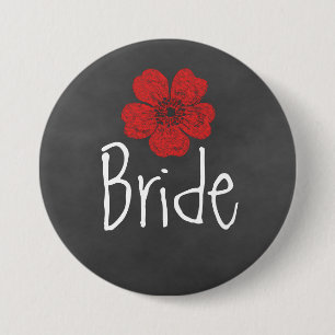 Bride Wild Red Roses Chalkboard 7.5 Cm Round Badge