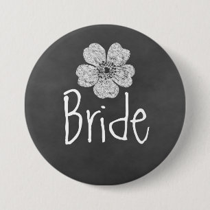 Bride Wild White Roses Chalkboard 7.5 Cm Round Badge
