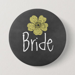 Bride Wild Yellow Roses Chalkboard 7.5 Cm Round Badge