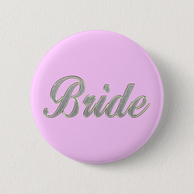 Bride with bling 6 cm round badge (Front)