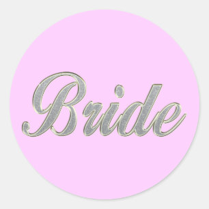 Bride with bling classic round sticker