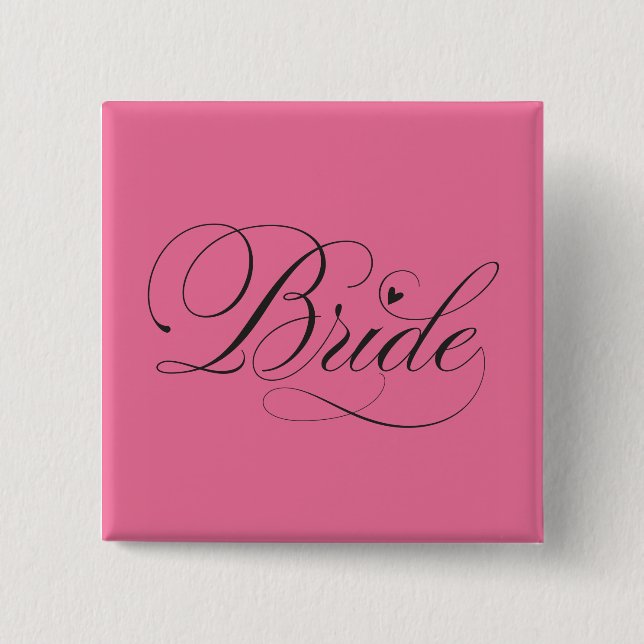 Bride with heart 15 cm square badge (Front)