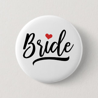 Bride With Red Heart 6 Cm Round Badge