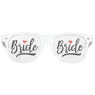 Bride With Red Heart Retro Sunglasses