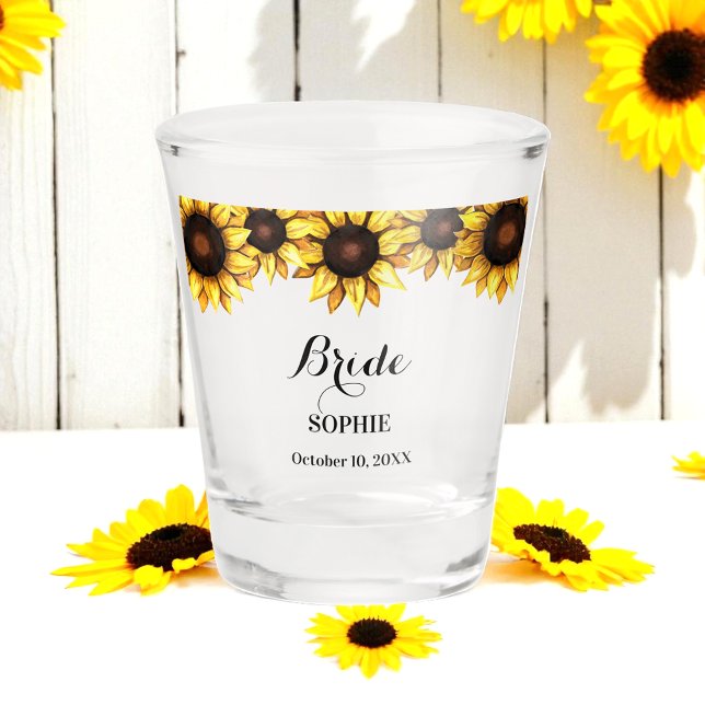 Bride Yellow White Wedding Floral  Shot Glass (Creator Uploaded)