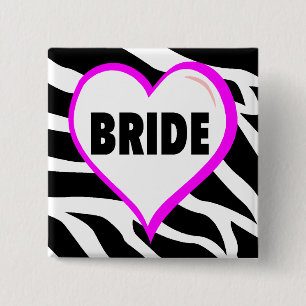 Bride Zebra Stripes 15 Cm Square Badge
