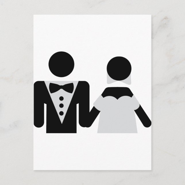 bridegroom and bride marriage icon postcard (Front)