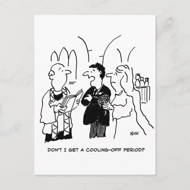 Bridegroom Wants a Cooling-Off Period Postcard (Front)